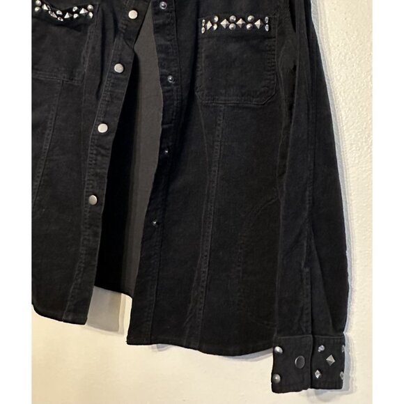 NWOT Angel + Premium Women's Black Corduroy Studded Jacket XL - Picture 2 of 8